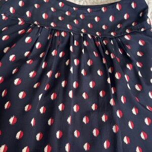 Madewell Navy Skirt with Red and White Dots
